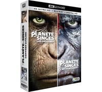Coffret la planète des singes : les origines ; l'affrontement 4k ultra hd