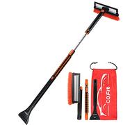 COFIT 3 in 1 Raschietto e Spazzola Neve, Gratta Raschiaghiaccio Auto Manico Lungo Retrattile 127cm, Togli Ghiaccio Parabrezza Vetro, Strumento Rimozione Senza Graffi per Camion SUV Furgone, Arancione