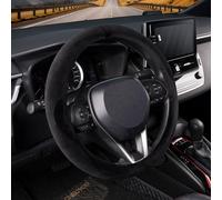 COFIT Coprivolante Auto Peloso, Copristerzo Universale Inverno, Copri Volante Antiscivolo Con Marcatura Centrale Accessori Macchina, M 37-38cm Nero