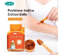 Cofoe Palline di cotone con iodio povidone, palline di cotone antisettiche monouso pronte all'uso per il primo soccorso, la pulizia della pelle, la cura domestica e da viaggio 5 set,1 set,Set da 2Poli