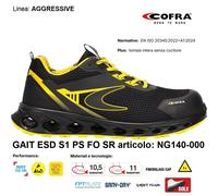 COFRA GAIT Scarpe Antinfortunistica Uomo Donna S1P Calzature da Lavoro Tomaia in Tessuto Traspirante Basse Calzata Comoda (Sistema Taglie Calzature EU, Adulto, Numero, Larga, 41)