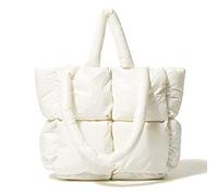 Cofteve Borsa grande trapuntata da donna, morbida, imbottita, invernale, borsa spaziale, borsa a tracolla con cuscino, Bianco - uomo, Medium(14.2 * 4.92 * 9.84in)