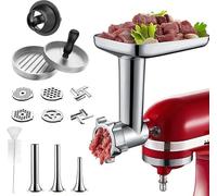 COFUN Accessorio Tritacarne per KitchenAid Robot da Cucina, con 4 piastre di macinazione 3 insaccatrici per salsicce 1 pressa per hamburger per Kitchen aid