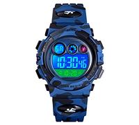 cofuo Orologio sportivo digitale per bambini, per ragazzi e ragazze, impermeabile, elettronico, multifunzione, casual, per attività all'aperto, 7 LED colorati con sveglia e cronometro, Blu scuro