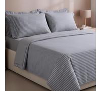 COGAL Completo Lenzuola Matrimoniali Cotone 100% Shake 2405, Set Lenzuola Letto Matrimoniale a Righe Moderne Made in Italy (Grigio)