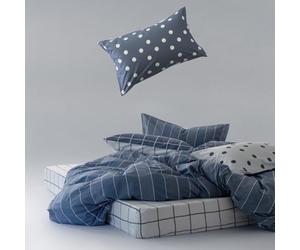 COGAL Completo Letto Cotone Fantasia Quadretti, Set Lenzuola Piazza e Mezza 1,5 Piazza con Lenzuolo Sopra Sotto e Federa, Smoke Blue, Morbido e Traspirante Made in Italy