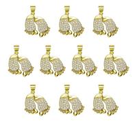 COGCHARGER 10 mini ciondoli con simpatica impronta come souvenir, veri zirconi placcati in oro 18 carati, per orecchini, collane, bracciali, gioielli