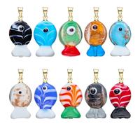 COGCHARGER 10 pezzi 10 ciondoli colorati a forma di pesce per la creazione di gioielli, in ottone dolce vetro pesce charm stella marina ciondolo per bracciale collana orecchini portachiavi accessori