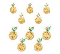 COGCHARGER 10 Pezzi 2 Stile Oro Limoni Ciondoli Per Gioielli Carino Ottone Zirconia Ciondolo Frutta Charm Per Bracciale Collana Orecchini Accessori Fai da Te