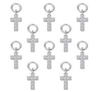 COGCHARGER 10 pezzi ciondolo a forma di croce per braccialetti cristiani religiosi in ottone zirconi per collane orecchini charm, Ca. 10*7*1.1cm, Ottone Zirconia cubica, Nessuna pietra preziosa