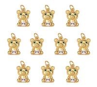 COGCHARGER 10 Pz Orso Zirconia Pendente In Ottone Animale Charm Ciondolo Vero 18K Placcato Oro Per Gioielli Collana Bracciale Orecchino Produzione Artigianale