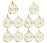 COGCHARGER 11 11 Charms per la creazione di gioielli, ciondolo piatto rotondo con numeri fortunati, ciondoli per collane, bracciali, portachiavi, fai da te, Ottone