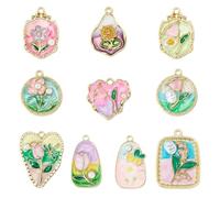 COGCHARGER 20 ciondoli a forma di fiore per la creazione di gioielli, in lega smaltata, con pittura a olio, per bracciali, orecchini, collane, about 7.4*7.2*1.7 cm, Smalto lega metall Smalto, Nessuna