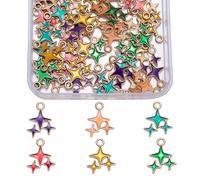 COGCHARGER 60 ciondoli a forma di stella in 6 colori, per braccialetti, simpatici ciondoli a forma di stella del nord, in lega smaltata, collana con ciondolo, portachiavi, accessori fai da te