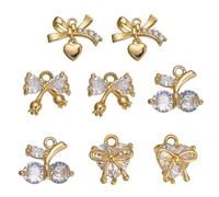 COGCHARGER 8 pezzi 4 stili fiocchi ciondoli ciondoli per la creazione di gioielli color oro dolce fiocchi charms ottone zirconi ciondolo per bracciale collana orecchini accessori fai da te