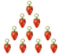 COGCHARGER Ciondoli smaltati rossi a forma di fragola, per orecchini, collane, bracciali, creazione di gioielli, Smalto, Nessuna pietra preziosa