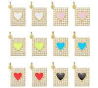 COGCHARGER Ciondolo smaltato a forma di libro a forma di cuore per braccialetti, nero, Klein, Ottone, Non pietra preziosa