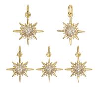 COGCHARGER Set di 10 ciondoli a forma di stella del nord in ottone con zirconi e cristalli per collane, Ca. 10*7*1.1cm, Ottone Zirconia cubica, Nessuna pietra preziosa