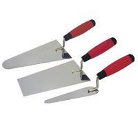 Cogex 48313, Set di cazzuole da muratore in acciaio inox, manopola in doppio materiale, 3 pz.