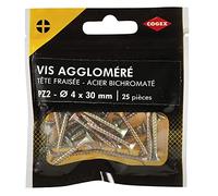 COGEX 85206 Viti Agglomer Pozidrive, dorate, 2 x 4 x 30 mm, set da 25 pezzi