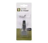 COGEX - Gancio a vite, gancio da parete - Gancio a vite in metallo - Forma a C - 1 pezzo - Metallo nero - Colore: Nero - Viti incluse - Dimensioni: 6,7 x 2,3 x 4,3 cm - Facile da installare