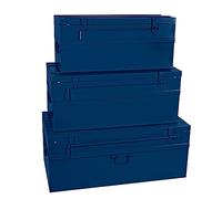 Cogex - Bauli in metallo - Set di 3 bauli - Lucchettabili - Colore: Blu - 1 baule 70 litri 700 x 330 x 310 mm + 1 baule 100 litri 800 x 390 x 340 mm + 1 baule 150 litri 900 x 450 x 370 mm