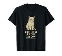 Cogito Ergo Meow - Funny Philosophy Cat Design Maglietta