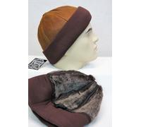 Cognac pelle di Pecora Pelliccia Maglia Berretto Polsino Rotondo Secchio Inverno