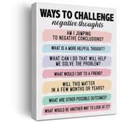 Cognitive Behavioral Therapy Wall Art Challenging Negative Thoughts Poster Mental Health Decor for Counseling Office Therapy Room(Framed,12x18inch(30x45cm))