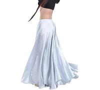 COGOALL Gonna Danza del Ventre Lunga Swing Abito Stage Costume Danzatrice Raso Performance (IT, Testo, M, L, Regular, Regular, Silver)