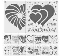 COHEALI 16 Fogli Stencil da Parete a Forma di Cuore in Pet Riutilizzabile per Pittura, per Diy, Pratica per Migliorare Abilità Pittoriche e Divertimento Fatto a Mano