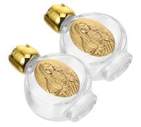 COHEALI 2 Pezzi Bottiglia Portatile in Vetro Rilievo Color Oro, Riutilizzabile e Leggera, per Acqua Santa e Altri Liquidi, per Casa e Viaggi