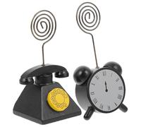 COHEALI 2pezzi Portafoto Clip Vintage in Legno e Metallo, Portamemo da Tavolo a Forma di Orologio e Telefono, Decorazione Chic per Scrivania, Facile da Usare e Anticaduta