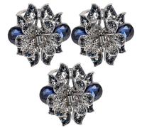 COHEALI 3 Pezzi Pinza per Chioma in Lega di Zinco Elegante e Decorativa Design Intagliato a Petali di Fiore Blu, per Trattenere i Capelli Durante la Cura del Viso il Lavaggio