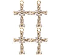 COHEALI 4 mini ciondoli a forma di croce di Gesù - Ciondolo a crocifisso in acciaio inossidabile - Ciondoli per gioielli cristiani per collane, portachiavi e bracciali