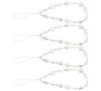 COHEALI 4 Pezzi Cinturino per Cellulare con Perline in Resina Bianca a Forma di Stella e Conchiglia, Elegante e Funzionale per Fotografia All'aperto e Uscite Quotidiane