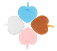 COHEALI 4 Pezzi Spugnetta Struccante a Forma di Cuore in Cotone Fascia per Dita, Set per Applicazione del Viso e Rimozione del Make Up, per Boudoir e Viso Colore Casuale