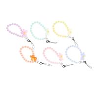 COHEALI 6 Pezzi Cinturini da Polso per Telefono con Perline e Fiori Colorati Braccialetti Lanyard Estetici per Smartphone Charms Moda Confortevoli per Donna e Ragazza
