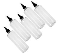 COHEALI Bottiglie Applicatore per Tintura Chioma 500ml, Set 5 Pezzi Bocca Appuntita e Tappo Nero, Flaconi Comprimibili Riutilizzabili per Oli e Lozioni Chioma, Contenitori Plastica