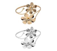 COHEALI Bracciale da Braccio Aperto Bracciale Cuff Elegante 2 Pezzi Fiore in Lega e Pietre Decorative Design Raffinato Luce Splendente per Donna per Uso Quotidiano e Matrimonio