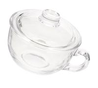 COHEALI Ciotola in Vetro e Manico con Coperchio da 450ml per Colazione | Latte e Dessert, Forma Rotonda, Vetro Alimentare Trasparente, Protezione Dalla Polvere, Uso Domestico