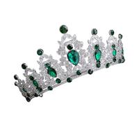 COHEALI Corona da Sposa Barocca Strass Verde Argento, Tiara Elegante per Matrimoni, Compleanni e Feste Speciali, Fascia per Chioma Decorativa e Resistente allo Sbiadimento
