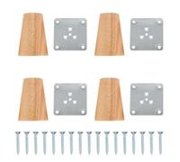 COHEALI Gambe per Mobili in Legno Massello Set da 4 Piastre e Viti Piedini Conici per Divani Tavoli Armadi e Sedie Supporto Robusto e Resistente Adatto per Arredamento Nordico e