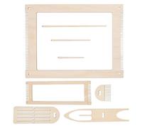COHEALI Kit per Tessitura a Mano in Legno Beige Design a Ingranaggi Portatile, Strumento per Tessere Arazzi Rettangolare per Lavori Fai da Te e Momenti in Famiglia