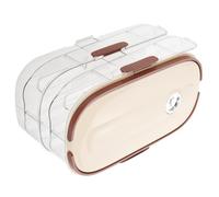 COHEALI Organizer per Uova da Frigorifero a Due Livelli in Plastica Beige, Salvaspazio Scivolo Laterale, per Uso Domestico da Viaggio