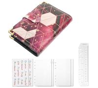 COHEALI Raccoglitore per Budget a Fogli Mobili A6 Copertina Effetto Marmo Rosa, Organizer per Risparmio Denaro Borsa Interna e Fibbia Magnetica, per Gestione Spese e Pianificazione