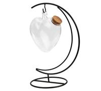 COHEALI Set 1 Bottiglia Origami Trasparente a Forma di Cuore 16cm Tappo in Sughero e Supporto in Metallo, Contenitore Decorativo in Vetro per Oggetti Fai da Te e Arredamento Casa