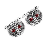 COHEALI Set 1 Paio di Cufflinks da Polso Uomo a Forma di Gufo in Rame Argento, Design Creativo ed Elegante per Camicie da Business e Ufficio