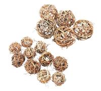 COHEALI Set 15 Palline Decorative in Rattan Intrecciato, Ornamenti Rustici per Casa e Ufficio, Decorazioni da Tavolo Naturali per Bar, Ristoranti e Centri Commerciali