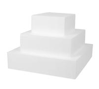 COHEALI Set 3 Basi Polistirolo per Torte Scenografiche Cubiche in Schiuma Bianca Riutilizzabili per Decorazione Torta e Pratica Modellazione Fiori, e Matrimoni